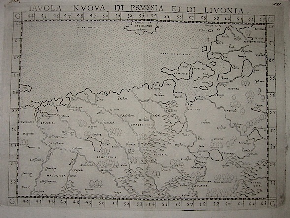 Ruscelli Girolamo (1504-1566) Tabula nova di Prussia et Livonia 1574 Venezia 